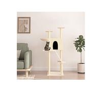 Kattenmeubel met sisal krabpalen 143 cm crÃmekleurig171729