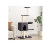 Kattenmeubel met sisal krabpalen 145 cm donkergrijs172096