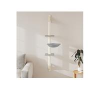 vidaXL Kattenmeubel wandgemonteerd met krabpaal 142,5 cm lichtgrijs172396 G