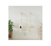 Kattenmeubel wandgemonteerd met krabpaal 153 cm crÃmekleurig172404