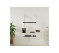 vidaXL Arbre à chat mural avec griffoir gris foncé 153 cm, tour à chat, griffoir pour chat, tour à chat murale, meuble pour 172406