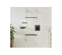 vidaXL Arbre à chat mural avec griffoir gris foncé 180 cm, tour à chat, griffoir pour chat, tour à chat murale, meuble pour 172403
