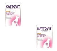 Kattovit Feline Diet Diabetes | Pack Double | 2 x 24 x 85 g | Alimentation diététique complète pour Chats | pour Soutenir la réduction de l'excès de Poids | Nourriture Humide en Sachet fraîcheur