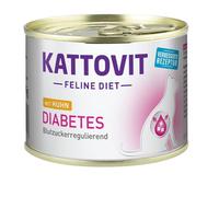 KATTOVIT Feline Diet Diabetes - Poulet pour réguler l'apport en glucose (diabète) - 185 g