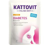 Kattovit Feline Diet Diabetes | Pack Double | 2 x 24 x 85 g | Alimentation diététique complète pour Chats | pour Soutenir la réduction de l'excès de Poids | Nourriture Humide en Sachet fraîcheur