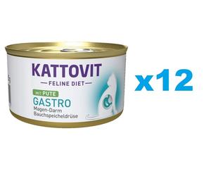 KATTOVIT Feline Diet Gastro Nourriture humide à base de dinde pour les chats souffrant de problèmes gastriques 12x85 g