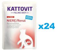 KATTOVIT Feline Diet Renal Beef Aliments humides avec bœuf pour les chats souffrant de problèmes rénaux 24x85 g