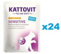 KATTOVIT Feline Diet Sensitive Chicken&Turckey Aliments humides au poulet et à la dinde pour chats sensibles 24x85 g