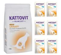 KATTOVIT Feline Diet Urinary Croquettes au poulet pour les chats ayant des problèmes urinaires 4 kg + Feline Diet Urinary Aliments humides 6x85 g