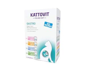 KATTOVIT - Gastro Multipack de Nourriture Humide pour Chats - pour Soutenir Le système Gastro-intestinal - Aliment Complet dans Un Sachet Frais pour Chats Adultes - 5 x 12 x 85 g