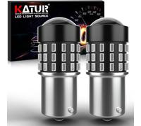 KATUR 1156 BA15S 7506 1073 Ampoule LED 3014 54 Jeux de puces 650 Lumens à remplacer pour Clignotant Back Back Frein Arrière Stop Feux de Parking RV, Rouge Brillant (Lot de 2)