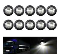 KaTur 3/4" Round LED Front Rear Side Marker Indicators Light Waterproof Bullet Marker Light 12V for Car Truck(blanc)