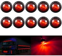 KATUR 3/4" Round LED Front Rear Side Marker Indicators Light Waterproof Bullet Marker Light 12V for Car Truck(Rouge)