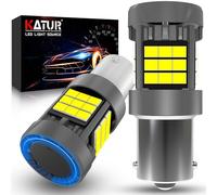 KATUR Ampoule 1156 BA15S P21W LED, Canbus 500% Luminosité 3000LM 6000K Xenon Blanc avec Ventilateur 7506 1141 LED pour Feu de Recul Feu de Clignotant Feu Antibrouillard Arrière, 2PCS