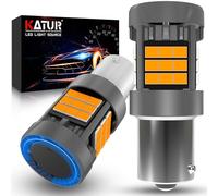 KATUR Ampoule 1156 BAU15S PY21W LED, Canbus 500% Luminosité 3000LM Jaune Ambre avec Ventilateur 7507 LED pour Feu de Clignotant, 2PCS