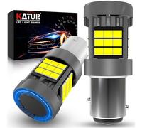 KATUR Ampoule 1157 BAY15D P21/5W LED, Canbus 500% Luminosité 3000LM 6000K Xenon Blanc avec Ventilateur 1157A 1157NA LED pour Feux de Circulation Diurne Feu de Clignotant Feux de Frein, 2PCS