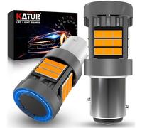 KATUR Ampoule 1157 BAY15D P21/5W LED, Canbus 500% Luminosité 3000LM Jaune Ambre avec Ventilateur 1157A 1157NA LED pour Feu de Clignotant, 2PCS