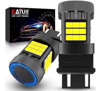 KATUR Ampoule 3157 T25 P27/7W LED, Canbus 500% Luminosité 3000LM 6000K Xenon Blanc avec Ventilateur 3157A 3157NA LED pour Feux de Circulation Diurne Feu de Clignotant Feux de Frein, 2PCS