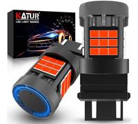 KATUR Ampoule 3157 T25 P27/7W LED, Canbus 500% Luminosité 3000LM Rouge Brillant avec Ventilateur 3157A 3157NA LED pour Feux de Frein, 2PCS