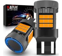 KATUR Ampoule 7443 T20 W21/5W LED, Canbus 500% Luminosité 3000LM Jaune Ambre avec Ventilateur 992 7443A LED pour Feu de Clignotant, 2PCS