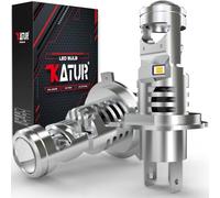 KATUR Ampoules LED H4 30000LM, 800% Luminosité 6000K Xenon Blanc Réel 1:1 Mini Taille Ampoules 9003 HB2 Hi/Lo LED Plug and Play avec Lentille Projecteur, Pack de 2