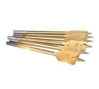 KATUR Ensemble de forets à bêche, 6pcs 10mm-25mm Dia Foret à bois plat en acier au carbone, Ensemble de forets à trois points à trois points plaqués au titane (10,12,16,18,20,25mm de diamètre)
