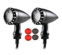 KATUR Feu Arrière LED pour Moto Bullet Clignotant Feu De Freinage Feu De Freinage Robuste 12 V Compatible avec Harley Chopper Cruiser Bobber Cafe Racer (Noir)