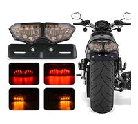 KATUR Feu De Freinage Intégré Universel pour Moto Feu Arrière Clignotant Feu De Plaque D'Immatriculation (Lentille De Fumée)
