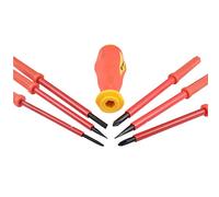 KATUR Jeu de tournevis isolé, 7Pcs Jeu de pochette à lame interchangeable isolée, Tournevis 1 mot et croix