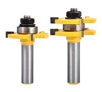 KATUR Jeu D'Embouts De Toupie à Rainure Et Languette, MèChe De Toupie à Rainure De 1/2 Po, Fraise à Bois, Forme En T à 3 Dents (Tige 1/2 ", Largeur De Dent 1/4", Profondeur De Dent 1/2 ")