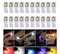 Katur Lot de 10 ampoules LED T10 194 168 168NA 175 2825 W5W 5050 5-SMD pour plafonnier, porte de voiture, feux de plaque d’immatriculation, Blanc 12 V CC