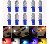 KATUR Lot de 10 ampoules LED T10 194 168 168NA 175 2825 W5W 5050 9-SMD pour intérieur de voiture, éclairage de plaque d'immatriculation, portière, courtoisie, dôme, carte, 12 V CC - Bleu