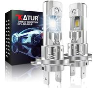 KATUR Lot de 2 ampoules de phare LED H7, 16 000 lm, 6 000 K, blanc, 500 % de luminosité, sans ventilateur, étanche, kit de conversion Plug and Play, remplacement halogène