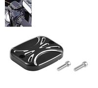 KATUR Moto Maître Cylindre d'embrayage Couvre Noir Chrome en Aluminium CNC Maître Cylindre De Frein Réservoir Fluide Fit pour Harley Road King Gliding Master Couverture Dyna (1PCS)
