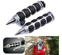 KATUR Poignée 1 Pouce 25mm Chrome Noir Moto Poignées Compatible pour Harley Shadow VT VTX1300 1800 Yamaha Suzuki Kawasaki