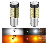 KATUR Super Bright 1157 2057 2357 7528 BAY15D P21 / 5W Ampoules LED Switchback Blanc/Ambre 3014 120SMD avec projecteur pour Clignotants et Feux diurnes/DRL (Pack de 2)