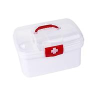 Katutude Boîte à Pharmacie 2 Niveaux Boîte à Médicaments Plastique Boîte de Premiers Secours Boîte de Rangement avec Poignée Kit de Premiers Soins Portable Boîte à Pilules pour Maison Bureau Voyage