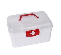 Katutude Boîte à Pharmacie 2 Niveaux Boîte à Médicaments Plastique Boîte de Premiers Secours Boîte de Rangement avec Poignée Kit de Premiers Soins Portable Boîte à Pilules pour Maison Bureau Voyage