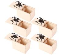 Katutude Boîte Araignée, 5PCS Boite Surprise Araignee en Bois Spider Box Fausses Araignées Prank Toy Boîte de Blague D'araignée Araignée Drôle De Jouet pour Halloween Avril Poisson Enfants Adultes