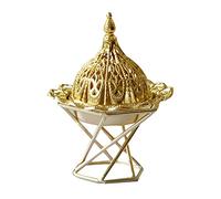 Katutude Brûleur D'encens à Charbon Mini Brûle Encens en Métal Encensoir Arabe Support Encens Porte-encens Vintage Porte Encens pour Les Ornements de Décoration Dorés de Bureau à Domicile