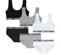 Katutude Ensemble de Soutien-Gorge de Sport, Lot de 3 Ensemble Culotte Brassière Fille, Gilet Undies sous-Vêtements Brassieres Sport Fille en Coton Bralette D'entraînement 8 à 18 Ans Filles