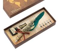 Katutude Kit Calligraphie Stylo Dip à Plume Stylo de Calligraphie Antique à Écrire Stylo Dip à Plume Set Plume Ecriture Encre Stylo de Calligraphie Vintage Feather Pen Set avec 5 Pointes de Rechange