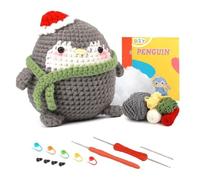 Katutude Kit Crochet Débutant Complet, Kit de Crochet Facile en Forme de Pingouin Kit de Tricot Au Crochet Ensembles D'aiguilles Au Crochet avec Fil à Crochets Vidéo D'instructions pour Débutants
