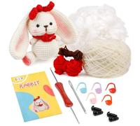 Katutude Kit de Crochet pour Débutants, Kit D'animaux Au Crochet Lapin Adorable Kit de Démarrage Au Crochet Kit Crochet Tricot Débutant Animaux Avec Enseignement Vidéo pour Enfants Et Adultes