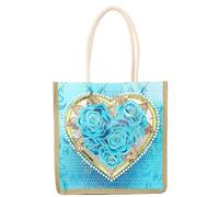 Katutude Sac de Courses Reutilisable DIY Diamond Painting Sac à Provisions avec Poignées Sac Fourre-Tout en Toile Pliable Kit de Peinture Diamant Sac à Bandoulière Femme Sacs À Main pour Femmes Fille