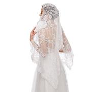 Katutude Voile D'église Mantille Catholique Foulard Écharpe en Dentelle Voile de Chapelle Voile Mariage Femme Voile de Mariée en Dentelle pour Baptême Prier Chapelle Ceremonie Mariage