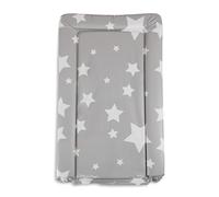KATY Deluxe Matelas à langer imperméable avec bords surélevés Gris foncé avec étoiles blanches
