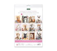 Katy Sue Crafty Kittens Lot de 4 feuilles de décorations de cartes sur le thème des chatons et des chats et 4 feuilles de découpage assorties pour la fabrication de cartes et les fournitures