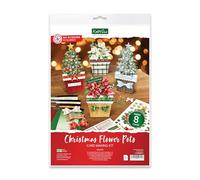 Katy Sue Kit de fabrication de cartes pour pots de fleurs de Noël Contient 8 cartes de 300 g/m², enveloppes, découpage 3D, nœuds en papier, tampons adhésifs en mousse et 2 feuilles de bannières de