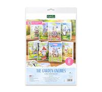 Katy Sue The Garden Gnomes Kit de fabrication de cartes pour 8 cartes de 12,7 x 17,8 cm Contient des nains de jardin découpés, des scènes de fond, des cartes, des enveloppes et des tampons en mousse